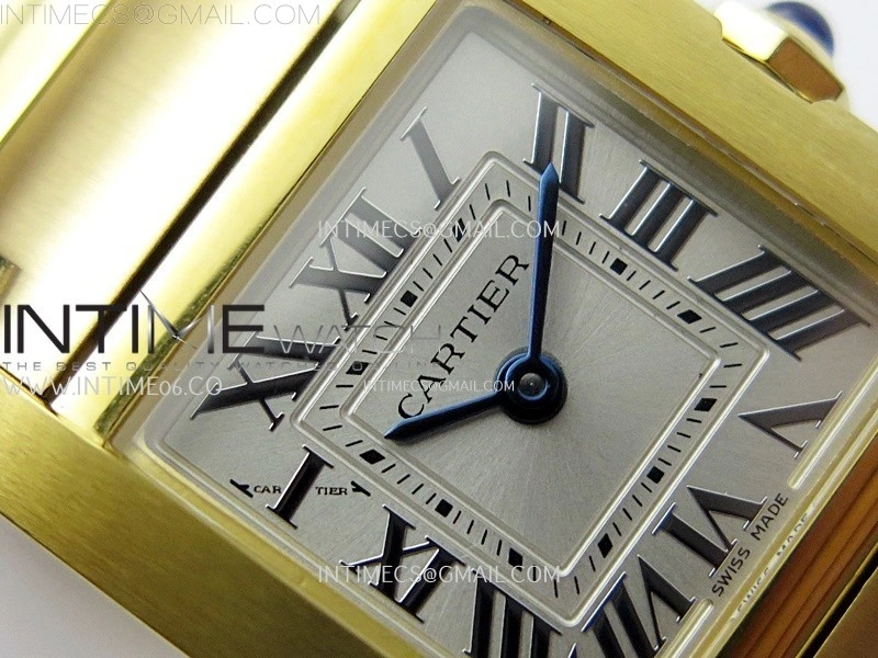 Tank Francaise Ladies 21.2mm YG 8848F 1:1 Best Edition Silver Dial on YG Bracelet Ronda Quartz
